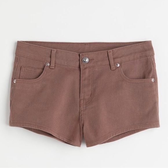 NWT H&M divided fitted shorts low waist fly zip size 10 color light brown - Picture 3 of 14